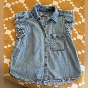 Pilcro Chambray Denim Button Up Blouse Small Petite
